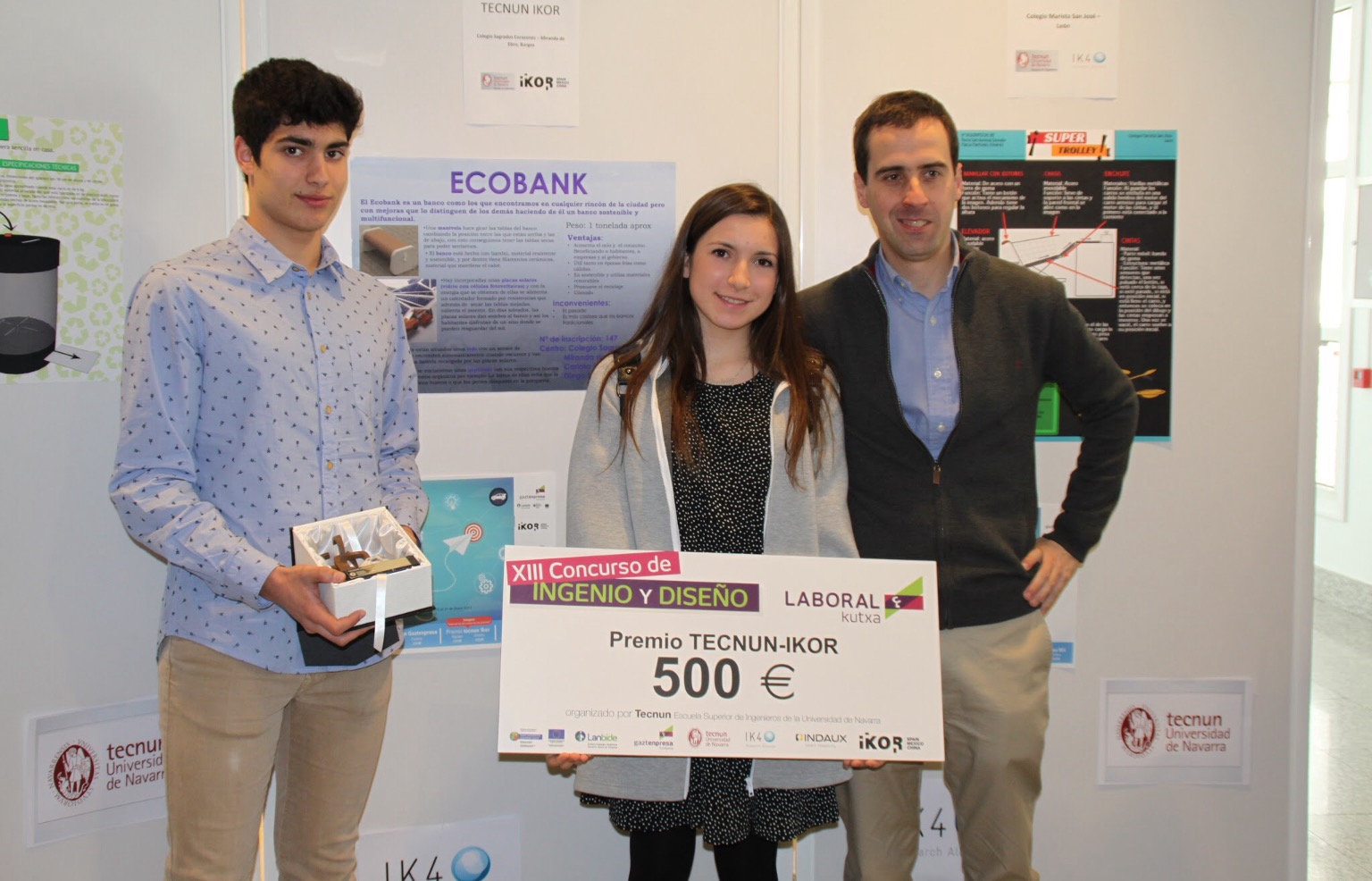 Dos alumnos de 1º de Bachiller, Carlota Romón y Diego Fuente, ganadores del Premio «Tecnun-Ikor» en el XIII Concurso de Ingenio y Diseño